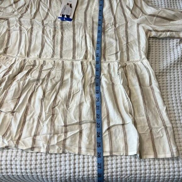 Women's Large NWT GranolaGirl Peplum Blouse Light Weight Stripes - Picture 7 of 8